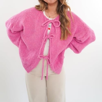 Stylish Tie Front Knit Cardigan for Women Fall Casual Wear