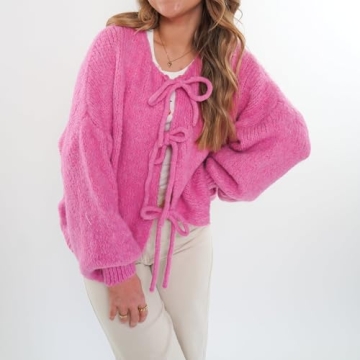 Stylish Tie Front Knit Cardigan for Women Fall Casual Wear