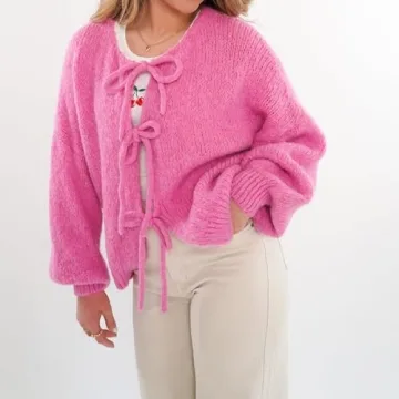 Stylish Tie Front Knit Cardigan for Women Fall Casual Wear