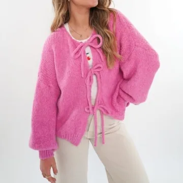 Stylish Tie Front Knit Cardigan for Women Fall Casual Wear