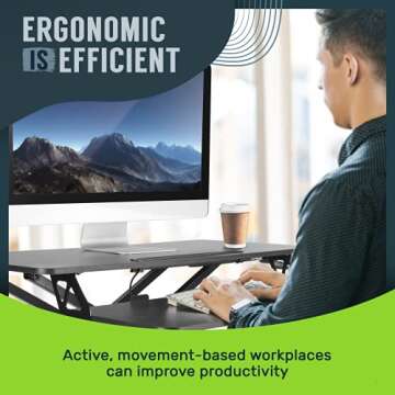 TechOrbits OF-S06-2 Desk Converter-37-inch Height Adjustable, MDF Wood, Sit-to-Stand Rise-X Pro Black, 37"