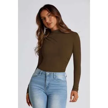 PRETTYGARDEN Women's Fall Y2K Slim Fitted Mock Neck Crop Top