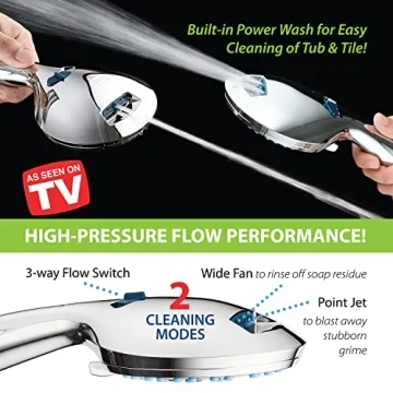 AquaCare Handheld Shower Head - 8 Modes, Power Wash, Anti-Clog
