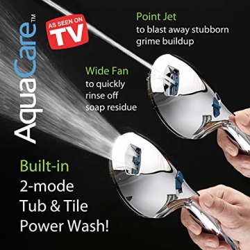AquaCare Handheld Shower Head - 8 Modes, Power Wash, Anti-Clog