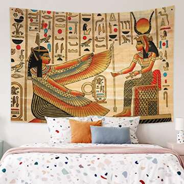 Leowefowa Historical Egyptian King Mural Tapestry Wall Hanging Egypt Mural Wall Art Tapestry for Living Room Bedroom Decor Egyptian Theme Baby Shower Decoration 33.9x27.6inch