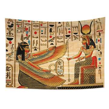 Leowefowa Historical Egyptian King Mural Tapestry Wall Hanging Egypt Mural Wall Art Tapestry for Living Room Bedroom Decor Egyptian Theme Baby Shower Decoration 33.9x27.6inch