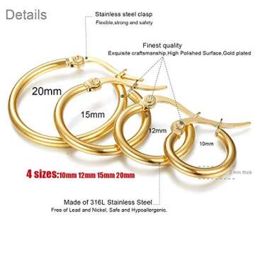 LOYALLOOK 8 Pairs Hoop Earrings Set - Gold & Silver
