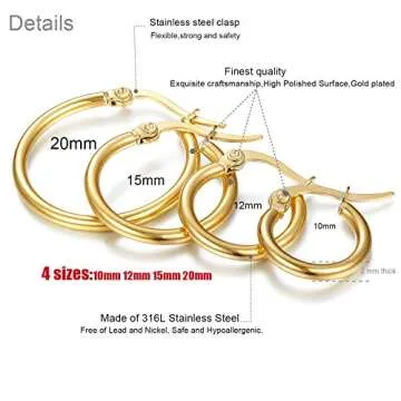 LOYALLOOK 8 Pairs Hoop Earrings Set - Gold & Silver