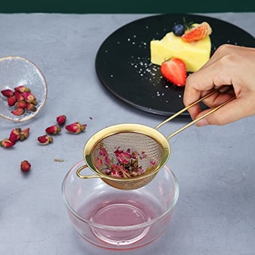 Gold Fine Mesh Strainer Set of 3 for Straining and Sifting