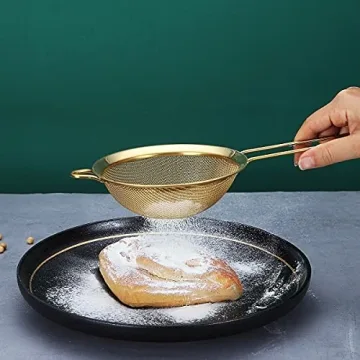 Gold Fine Mesh Strainer Set of 3 for Straining and Sifting