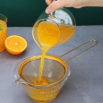 Gold Fine Mesh Strainer Set of 3 for Straining and Sifting