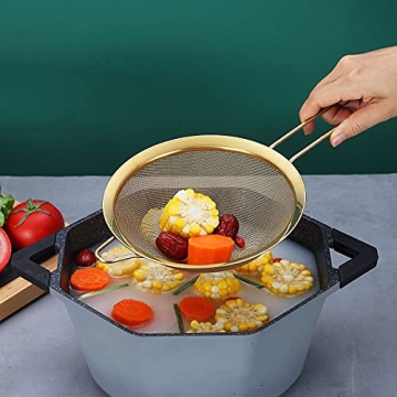 Gold Fine Mesh Strainer Set of 3 for Straining and Sifting