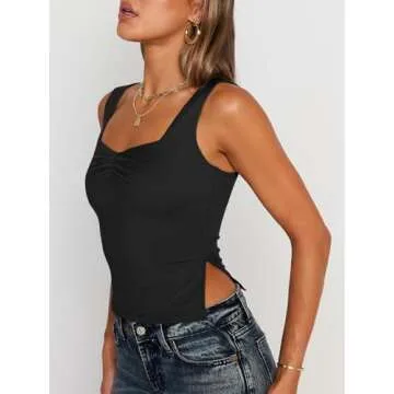 Trendy Queen Womens Going Out Crop Tops Backless Tank Tops Summer Y2k Teen Girls Basics Cute Clothes, Black, L