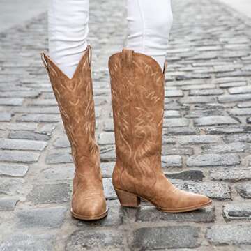 Stylish Rollda Cowboy Boots for Women - Embroidered & Comfortable