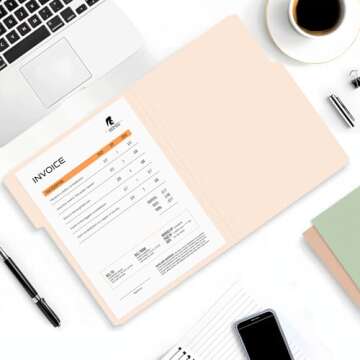 SUNEE File Folders, 30 Pack Manilla Folders 8.5 x 11, Colored File Folders Home Office School Supplies for Documents Files Paper,6 Pastel Colors