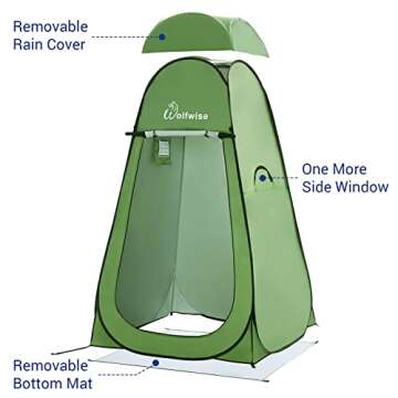 WolfWise Pop Up Privacy Shower Tent Portable Outdoor Sun Shelter Camp Toilet Changing Dressing Room Medium, Green