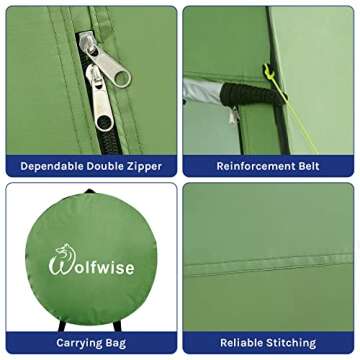 WolfWise Pop Up Privacy Shower Tent Portable Outdoor Sun Shelter Camp Toilet Changing Dressing Room Medium, Green