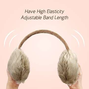 POXIMI Women Winter Earmuffs Girl Ski Adjustable Ear Covers for Kid Cute Bow Ear Warmer Outdoor Earmuff Fleece Lining (C-Khaki, ONE SIZE)