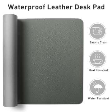 Aothia Leather Desk Pad Protector, Large Mouse Pad, Office Desk Mat, Non-Slip PU Leather Desk Blotter, Laptop Desk Pad, Waterproof Desk Writing Pad for Office and Home (Jungle Green, 23.6" x 13.7")