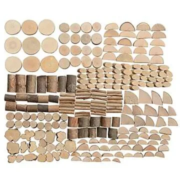 LAZACA Wood Craft Kits DIY for Kids Ages 5-20 Wooden Unfinished Toys Art Paint Bulk Craft Sticks Garden Playset Loose Parts Play Materials 250 Pcs/19.5X13X3.5cm