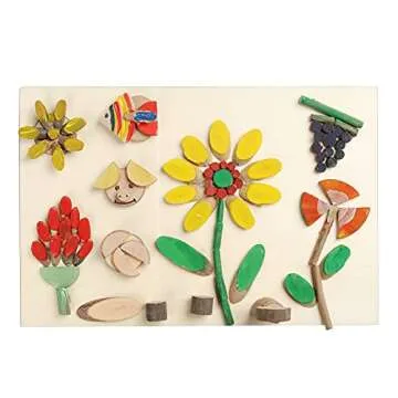 LAZACA Wood Craft Kits DIY for Kids Ages 5-20 Wooden Unfinished Toys Art Paint Bulk Craft Sticks Garden Playset Loose Parts Play Materials 250 Pcs/19.5X13X3.5cm