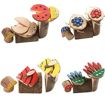 LAZACA Wood Craft Kits DIY for Kids Ages 5-20 Wooden Unfinished Toys Art Paint Bulk Craft Sticks Garden Playset Loose Parts Play Materials 250 Pcs/19.5X13X3.5cm