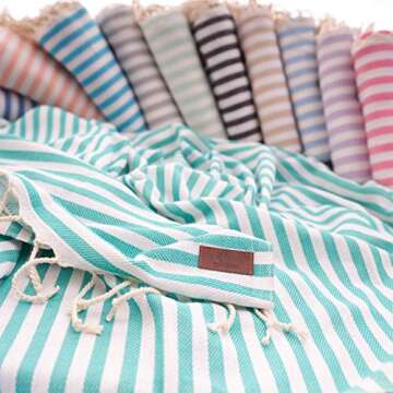 2 Pack Oversized Turkish Beach Towel (40 x 70) - Prewashed for Soft Feel, 100% Cotton - Quick Dry Boho Beach Towels - Unique Turkish Towels for Travel with Trendy Colors