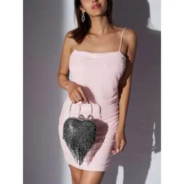 SWEETV Rhinestone Heart Purse for Weddings and Parties