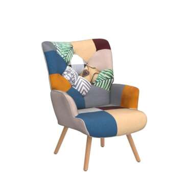 Joysoul Living Room Accent Chair Modern High Back Arm Chair, Colorful Plaid Bohemian Style Chairs for Bedroom Waiting Room