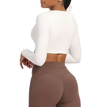 Aoxjox Long Sleeve Crop Top for Women - Deep V Design