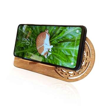 Wooden Cell Phone Stand for Desk, Organizer Charging Stand You can use it Horizontally and Vertically - Compatible with iPhone and iPad and Tablets