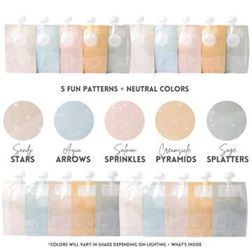 Sweetie Sips Reusable Food Pouches 10-Pack 6oz Baby Food Storage Refillable Toddler Squeeze Pouch fo...