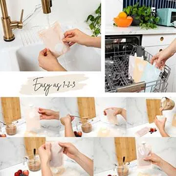 Sweetie Sips Reusable Food Pouches 10-Pack 6oz Baby Food Storage Refillable Toddler Squeeze Pouch for Kids Washable Freezer Safe Homemade Purees Smoothies Sweetie Sips