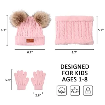 Kids Winter Beanie Hat Scarf Gloves Set Warm Stylish