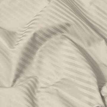 Feather & Stitch 500 TC King Size Damask Bed Sheet Set, 100% Soft Cotton Breathable Bedsheets, 18" Deep Pockets Sateen Weave Striped Bedding Mattress Resort Hotel Luxury Décor - (Beige, King)