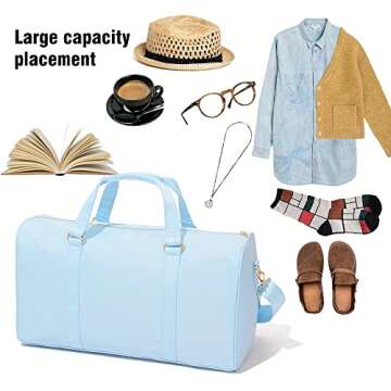 Kaymey Young Teens Travel Duffel Weekender Bag,Weekend Sports Gym Bag Travel Men Womens(Blue) XL