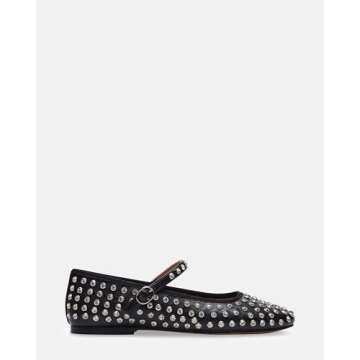 Steve Madden Women's Vinetta Mary Jane Flat, Rhinestone, 8