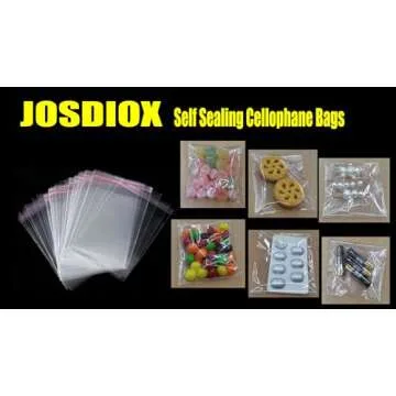JOSDIOX Self Sealing Cellophane Bags 100 Pcs 3x4 Inch Clear