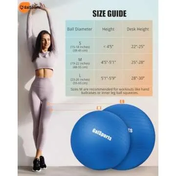 GalSports Yoga Ball Exercise Ball for Working Out, Anti-Burst and Slip Resistant Stability Ball, Swiss Ball for Physical Therapy, Balance Ball Chair, Home Gym Fitness