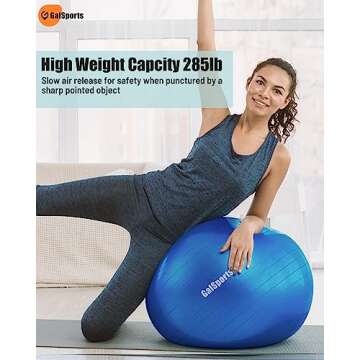 GalSports Yoga Ball Exercise Ball for Working Out, Anti-Burst and Slip Resistant Stability Ball, Swiss Ball for Physical Therapy, Balance Ball Chair, Home Gym Fitness