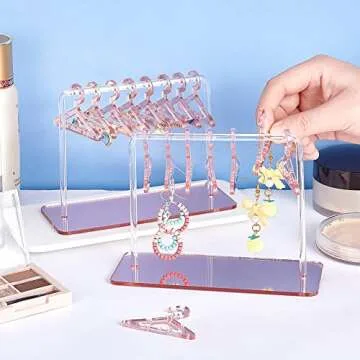 PH PandaHall 2 Sets Acrylic Earring Holder, Coat Hanger Jewelry Display Dangle Earring Hanging Organizer Acrylic Ear Studs Display Rack for Retail Show Personal Exhibition, 2.3x4.6x5.9inch