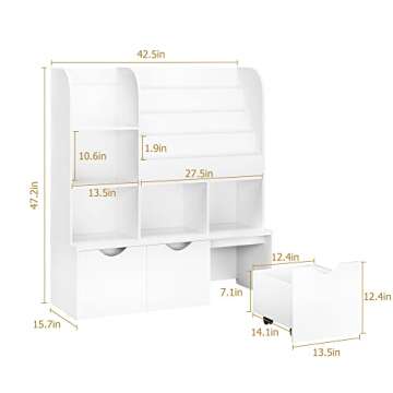FOTOSOK Multifunctional Kids Bookcase & Toy Organizer