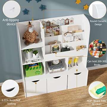 FOTOSOK Multifunctional Kids Bookcase & Toy Organizer