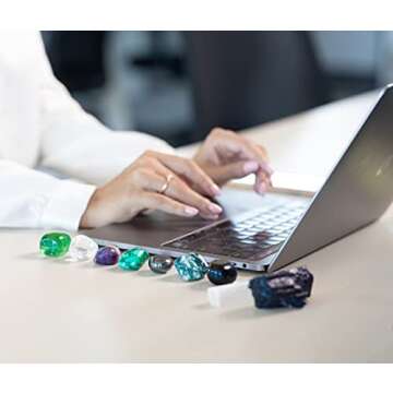 CRYSTALYA Protection Crystals and Healing Stones,100% Authentic, Wooden Gift Box + 50pg EBOOK- Obsidian, Fluorite, Malachite, Hematite, Amethyst, Selenite, Tourmaline + Info Guide, Made in USA