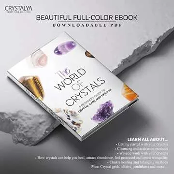 CRYSTALYA Protection Crystals and Healing Stones,100% Authentic, Wooden Gift Box + 50pg EBOOK- Obsidian, Fluorite, Malachite, Hematite, Amethyst, Selenite, Tourmaline + Info Guide, Made in USA