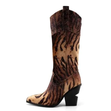 SO SIMPOK Leopard Print Mid Calf Boots for Women