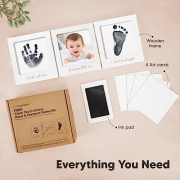 Baby Handprint and Footprint Kit for Newborns Girls & Boys - Inkless Baby Hand and Footprint Kit Maker, Baby Keepsake Picture Frame, Baby Shower New Mom Gifts, Dog Paw Print Kit (White/Gold)