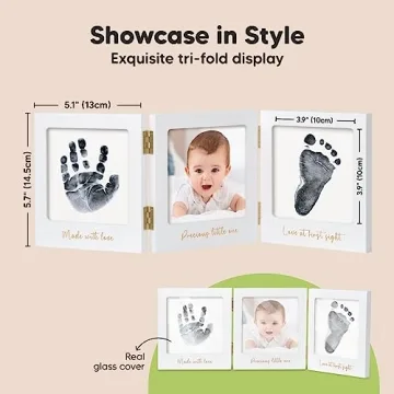 Baby Handprint and Footprint Kit for Newborns Girls & Boys - Inkless Baby Hand and Footprint Kit Maker, Baby Keepsake Picture Frame, Baby Shower New Mom Gifts, Dog Paw Print Kit (White/Gold)