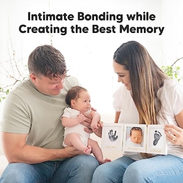 Baby Handprint and Footprint Kit for Newborns Girls & Boys - Inkless Baby Hand and Footprint Kit Maker, Baby Keepsake Picture Frame, Baby Shower New Mom Gifts, Dog Paw Print Kit (White/Gold)