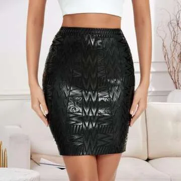 BEAUKEY Metallic High Waist Bandage Skirt for Women